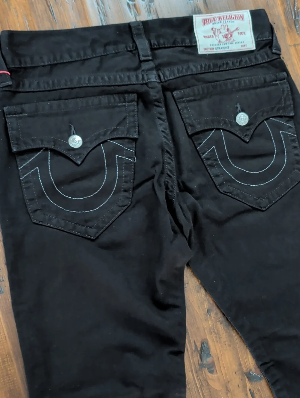 True Religion Black Straight-Leg Flap Jeans Size 32 New